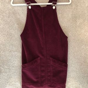 urban outfitters maroon overall dress